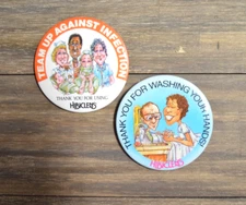 Hibiclens Promotional Pin Lot 2 Button Team Up Against Infection Med Nurse Doc