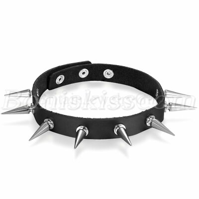 Mens Choker Black PU Leather Choker Necklace For Women Men Cool