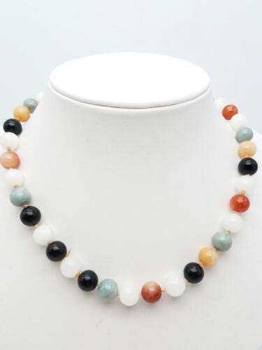 Multi- Colored Jadeite Jade Gemstone Necklace Siz… - image 1