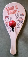 Wooden Paddle Ball Wall Hanging Hook NEW Looks Like Vintage Paddle Ball Game