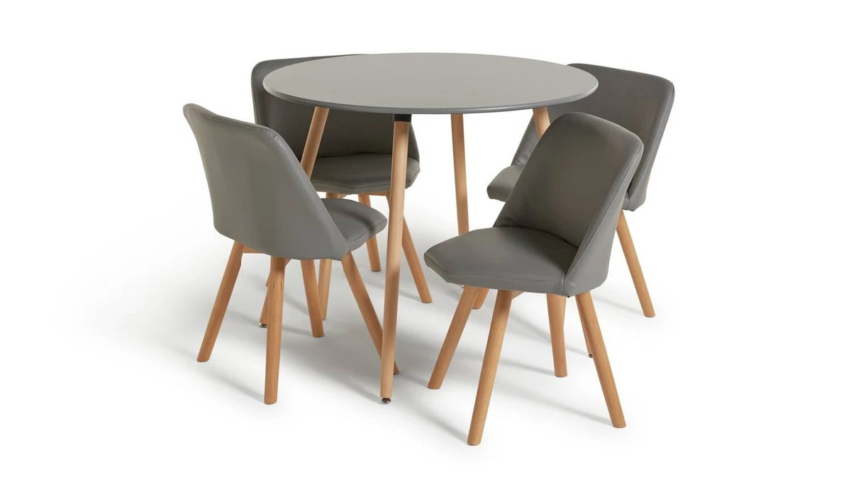 Habitat Quattro Grey Dining Table 4 Grey Chairs eBay