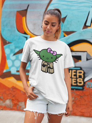 Star Wars Yoda Baby Hello Kitty Damen Oversize T-Shirt Kawaii Cat Katze