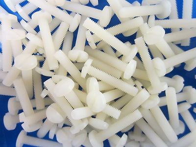 Lot of 100 Nylon Machine Screws 10-32 Thread 1'' Long Slotted Binding Head