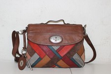 FOSSIL Tasche Leder Messenger Handtasche Braun Bunt Maddox Dark Patchwork