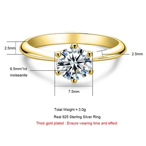 1/2/3/5ct Moissanite Engagement Rings D Color VVS1 Sterling Silver for Women - Picture 17 of 18