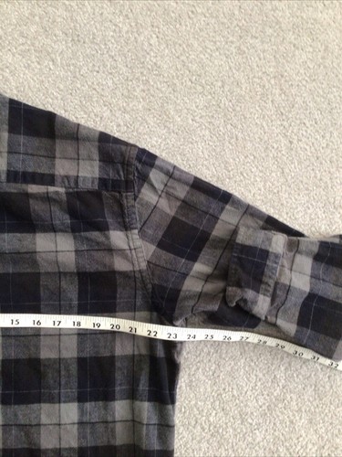 Chemise à carreaux homme Pendelton Mason grandes manches longues en flanelle de coton noir gris - Photo 6/8
