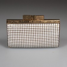 Vintage GLOMESH branded 4 slot key holder - white / gold - c1980s