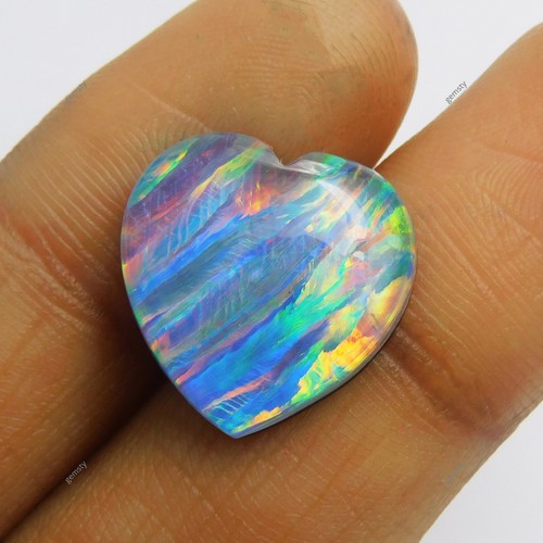 Heart Shape Doublet Opal Ring Size 9.05 Ct CERTIFIED Natural Loose Gemstone - Picture 4 of 13