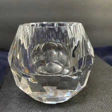 Oleg Cassini  Beautiful Faceted Crystal Ball Candle Holder;Votive or Tea; Signed