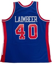 BILL LAIMBEER SIGNED DETROIT PISTONS MITCHELL & NESS JERSEY BECKETT WITNESS COA