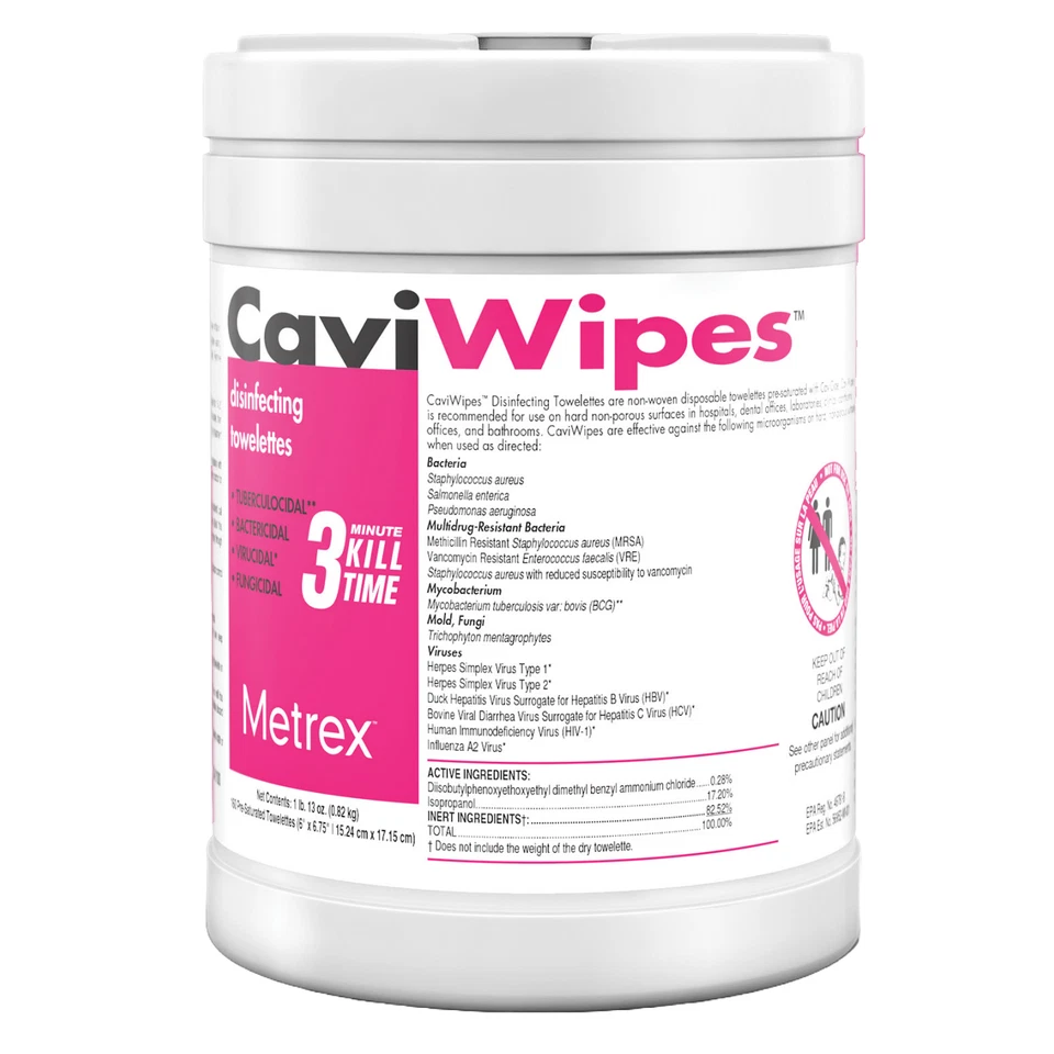 Metrex Disinfecting CaviWipes, 6" x 6.75", 160 per Can - Case of 12 Canisters - Image 2 of 2