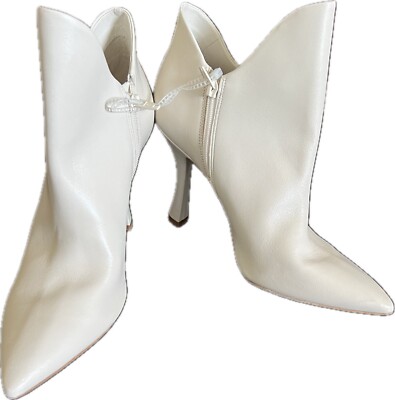 Gianni Bini Women s Calista Leather Bootie Off White Size 10 New