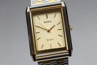 Vintage [Near MINT]   Seiko Dolce 7321-6170 Gold Dial Qz Men's Watch from JAPAN