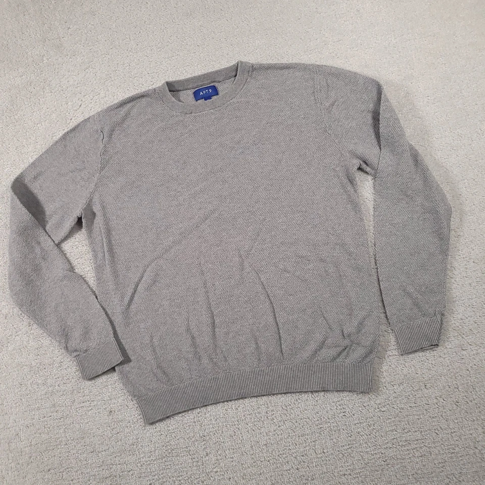 APT 9 Sweater Women's Medium Grey Knit Long Sleeve Crew Neck Lightweight Casual - Image 2 of 4
