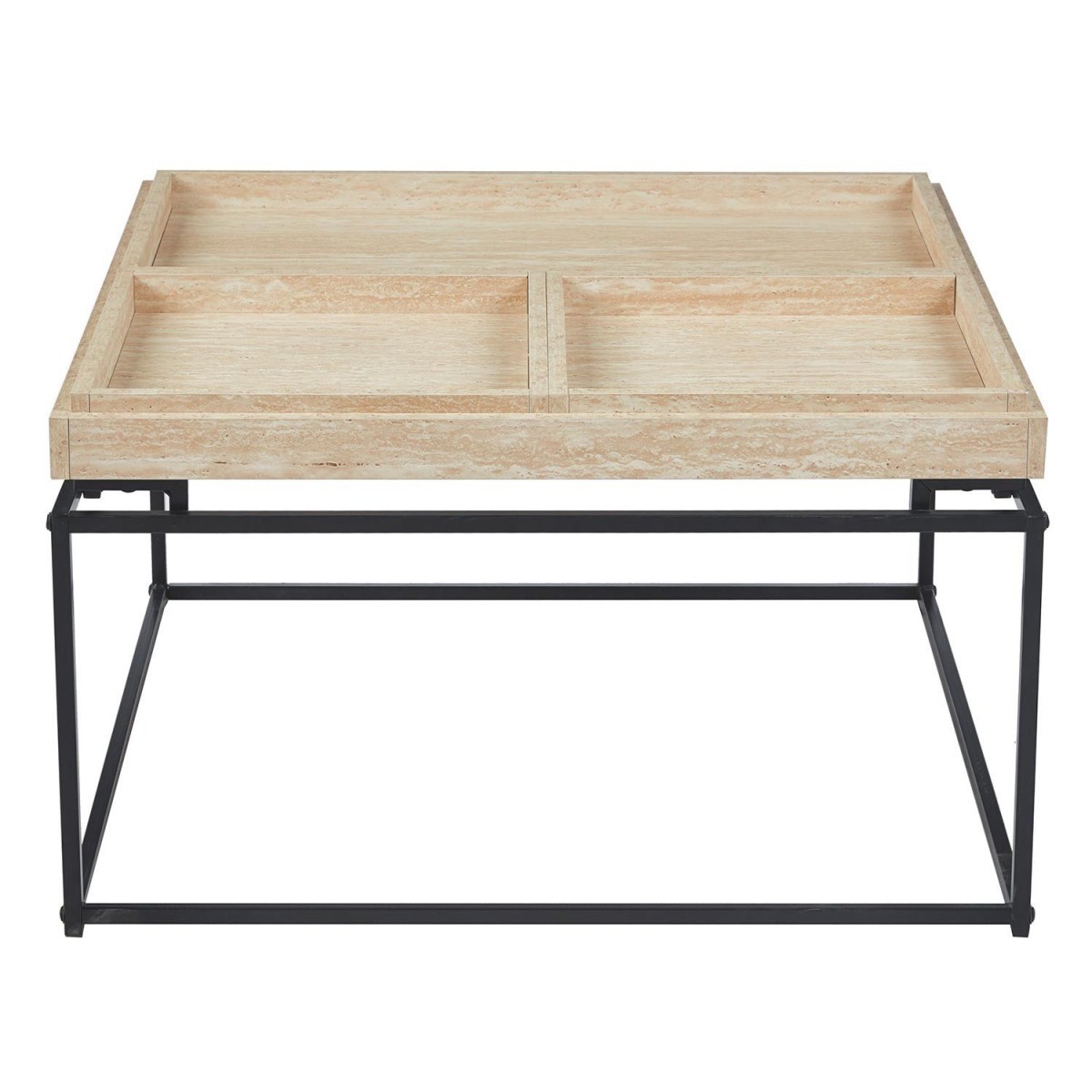 Table basse beige Duplix 80cm avec rangement intelligent - 2