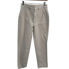 Z Supply Pant Womens M Beige Utility High Rise Patch Pocket Ankle Stretch Twill