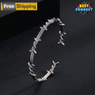 Bracelet for Men Twisted Double Barbed Wire Cuff Gothic Style Uniq Bracelet Gift
