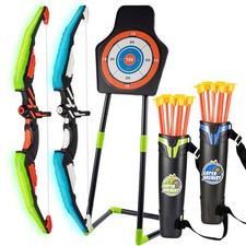 Kids Bow and Arrow Set with LED Lights, Archery Toy Set with Suction Cup Arrows