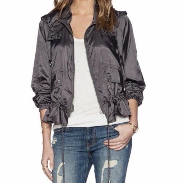 Free People Women’s Size Large Ripstop Parachute Lightweight Jacket Black