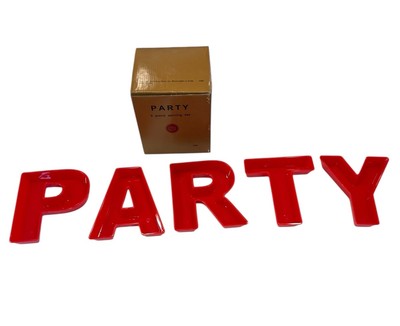 Red Plastic Party Letter Trays, 5 Pieces; Nut/Candy Dish - Letters Each 6''x 5''