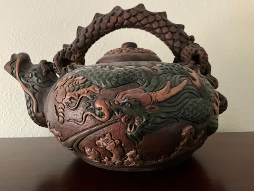 Vintage Dragon Yixing-style Purple Clay Teapot