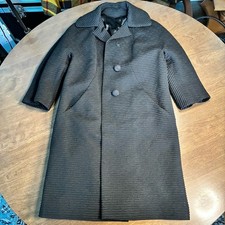 Vintage 1950s Len Artel Belgian Woven Ribbed Swing Coat Black Imperial Room