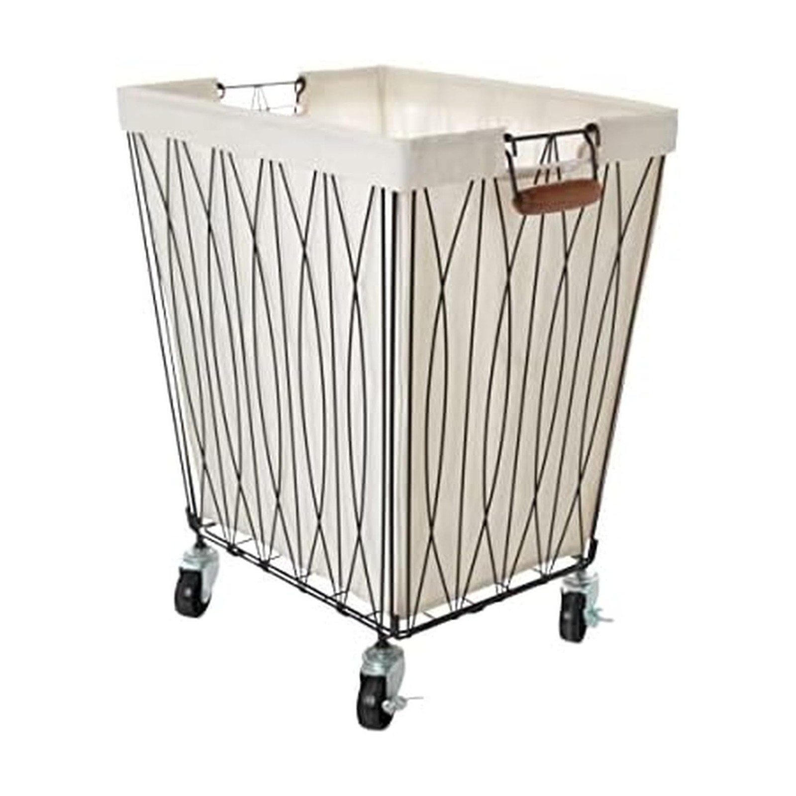 Artesa Verona Rolling Laundry Hamper Cart with Removable Canvas Bag, White an...