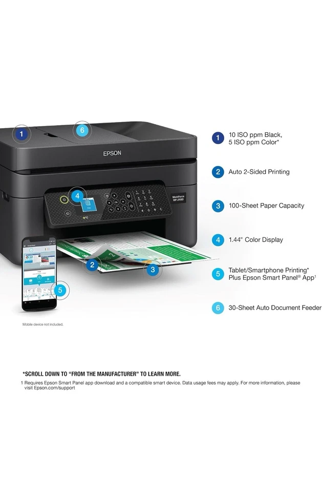 Workforce WF-2930 Wireless All-in-One Printer w/Scan, Copy, Fax, Document Feeder - Image 2 of 3