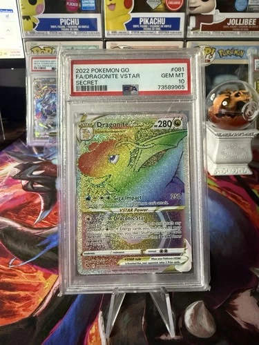 Pokemon GO Dragonite VSTAR Secret Rainbow Full Art Card PSA 10 081/078