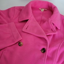 Lands End Kids Pea Coat Girls Medium 10-12 Pink Double Breasted Fleece Jacket