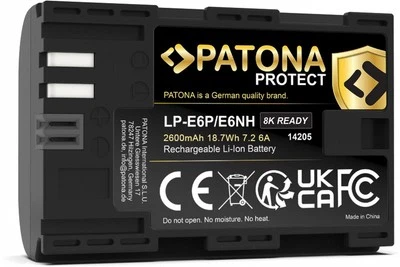 Batería PATONA PROTECT Canon LP-E6P R5II 8k capaz 6A | Baterías para Canon
