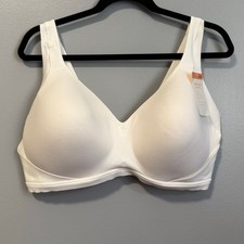 Warners White No Side Effect Smoothing Comfort Wireless T-Shirt Bra NEW 3XL