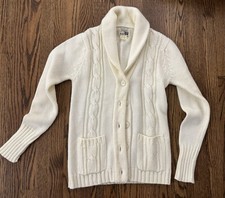 Mens Vintage 1970 s Sears Acrylic Irish Fisherman Cable Sweater Cardigan S
