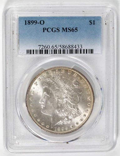 1899-O Morgan Silver Dollar $1, PCGS MS65, Gem Uncirculated BU