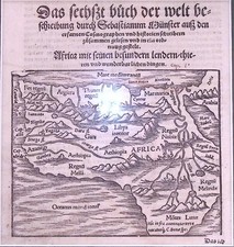 1567, Afrika Holzschnittkarte aus Sebastian M&uuml;nster Cosmographia