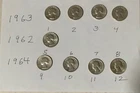 1962-1964 Washington Quarters Silver... Lot of  Nine (9) Coins .. Circulated