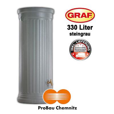 Graf Säulentank 330 Liter steingrau, inkl. Lieferung, Regenwasser, Garten, NEU