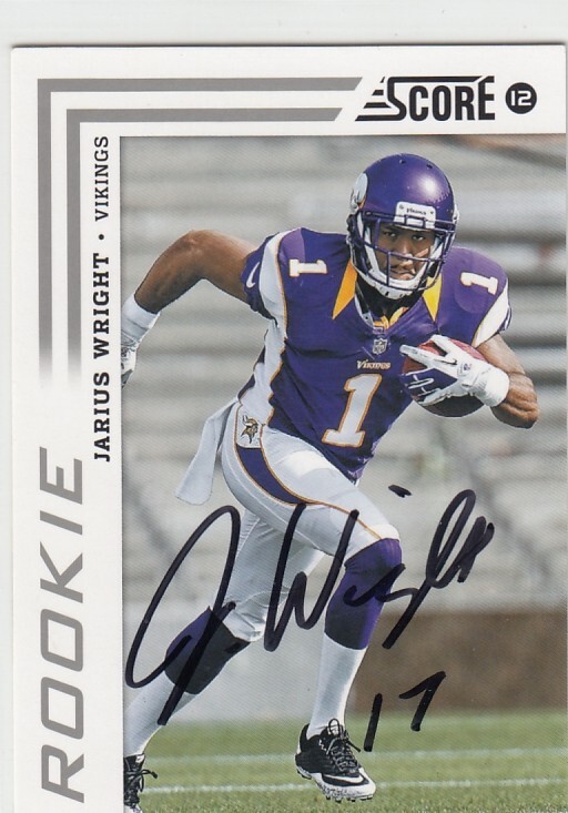 2012 Score Minnesota Vikings Jarius Wright Rookie Signed Autograph IP Auto Card