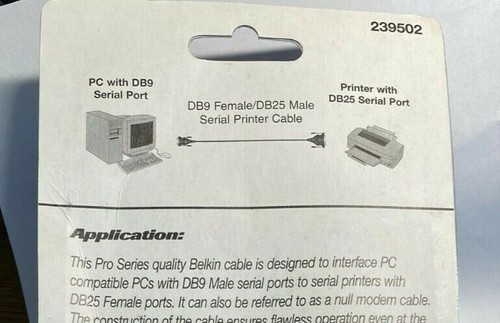 Cavo stampante seriale Belkin serie Pro - modem zero - 10 piedi - DB9 F / DB25 M - Foto 4 di 4
