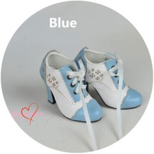 1/3SD BJD Doll Shoes Spliced High Heeled Boots Hollow Out Flowers Lace-up Blue