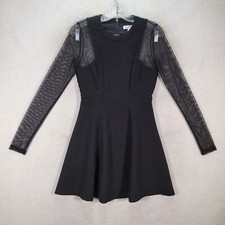 BCBGeneration Womens Dress Size 4 Black Stretch Mesh Sheer Sleeves Cocktail Mini