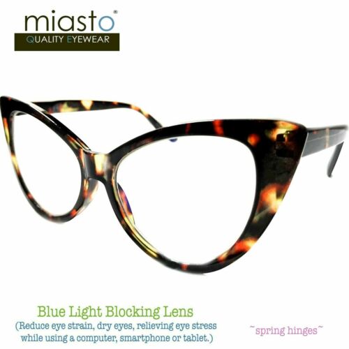 2 PAIRS/ COLORS~MIASTO BIG CAT EYE COMPUTER READING GLASSES+2.75~ANTI-BLUE LIGHT - Afbeelding 1 van 4