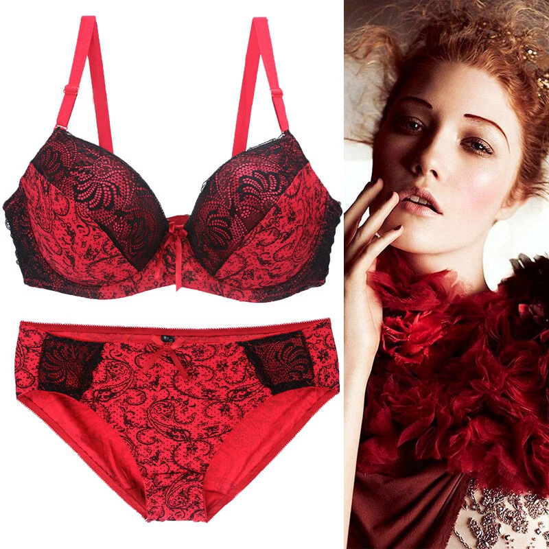 Lace Bra Set Black Red Blue Women Ladies Underwear Lingerie Briefs Luxury  Set