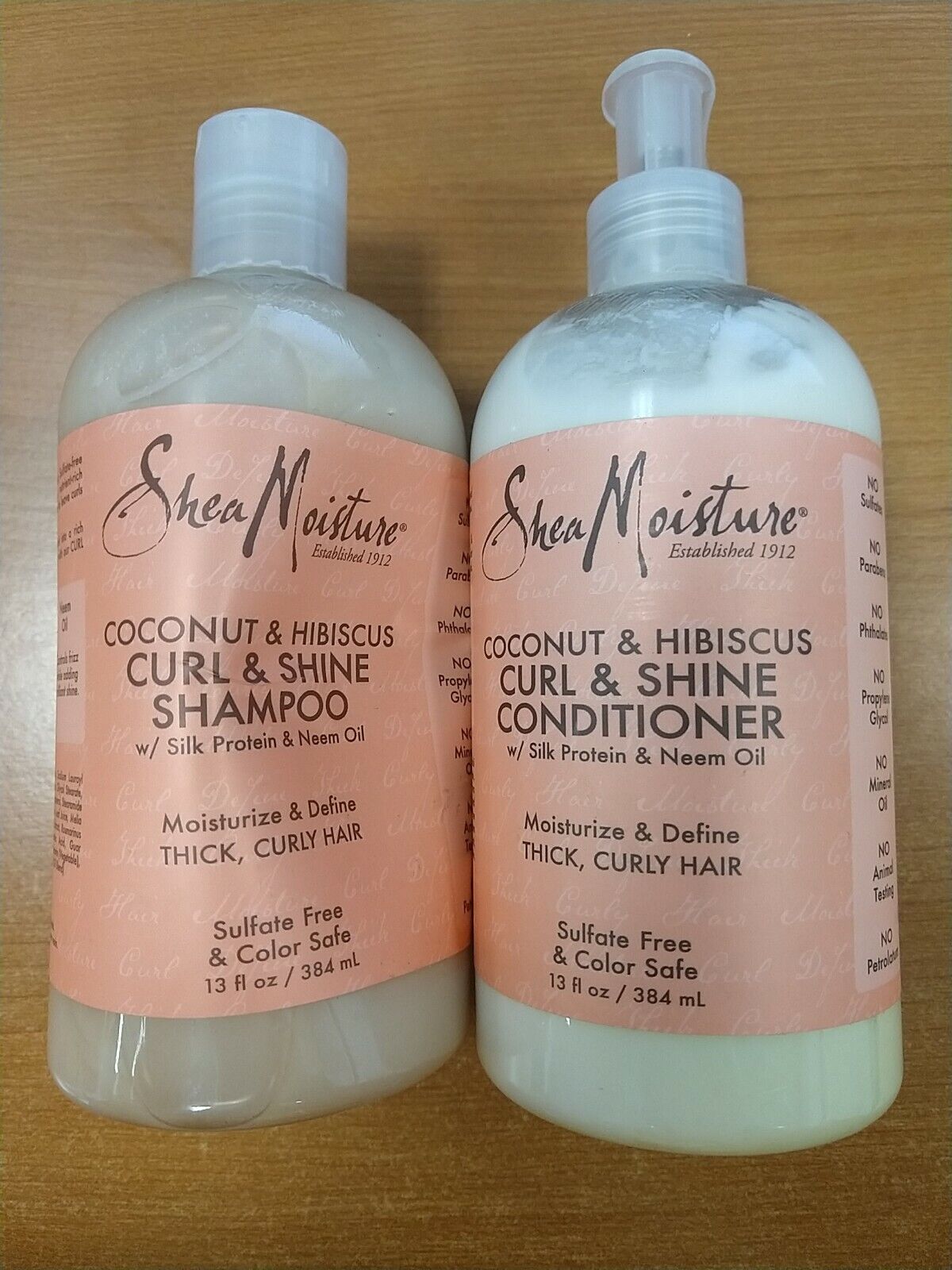 2 Pack Shea Moisture Curl Shine Shampoo & Conditioner Coconut Hibiscus 13 oz E5D