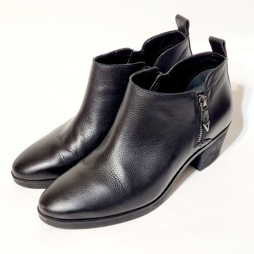 Vionic Cecily Ankle Boots Black Leather Zip Block Heel Waterproof Wms 9US 40EU - Picture 3 of 21