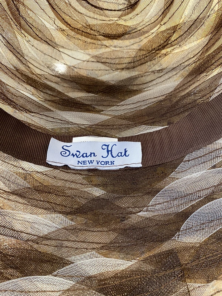 Sombrero Cisne Nueva York Marrón Ligero Iglesia Boda Derby Tea Party De Colección Foto 3 de 4