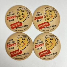 Vintage 1960s Sunshine Premium Beer Coasters Brewing Co Reading PA