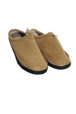 Mens Adult Tan Khaki Open Back Slip on Slippers Soft Fleece Lining M 10 11 NEW