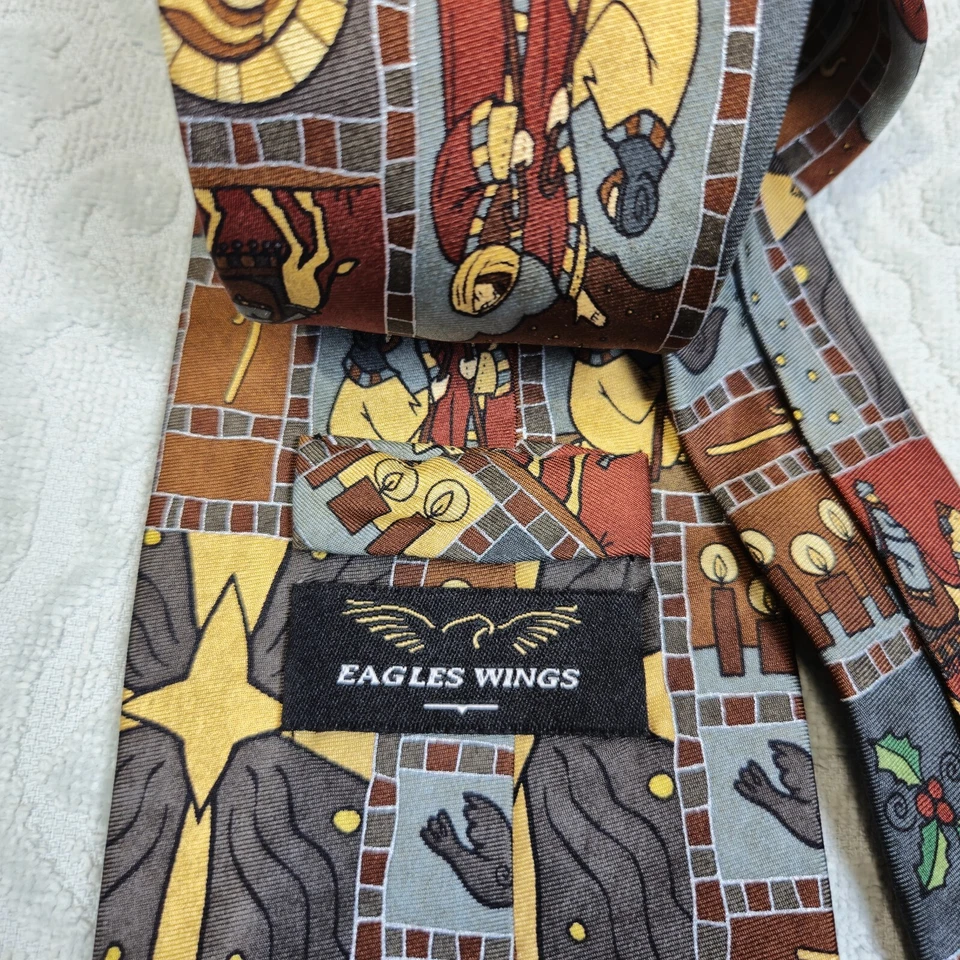 Corbata vintage alas de águila para hombre belén Navidad cristiana estrella seda usada en excelente estado Foto 2 de 4