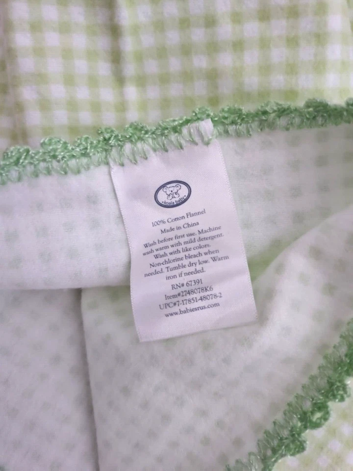 Manta de recepción de guinga blanca verde bebé Koala ribete de encaje bebés R Us 30x40 NUEVA Foto 3 de 4